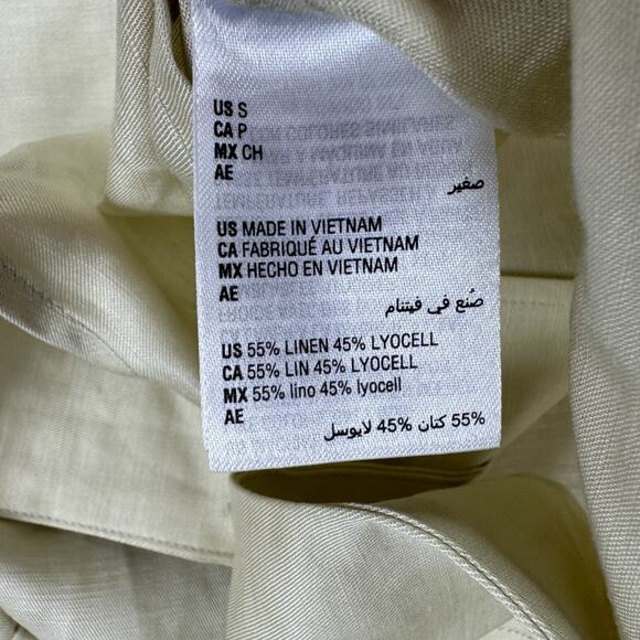 INC Mens Kylo Linen Blend Regular Fit Camp Button Down Shirt Grain Beige S - Picture 4 of 4